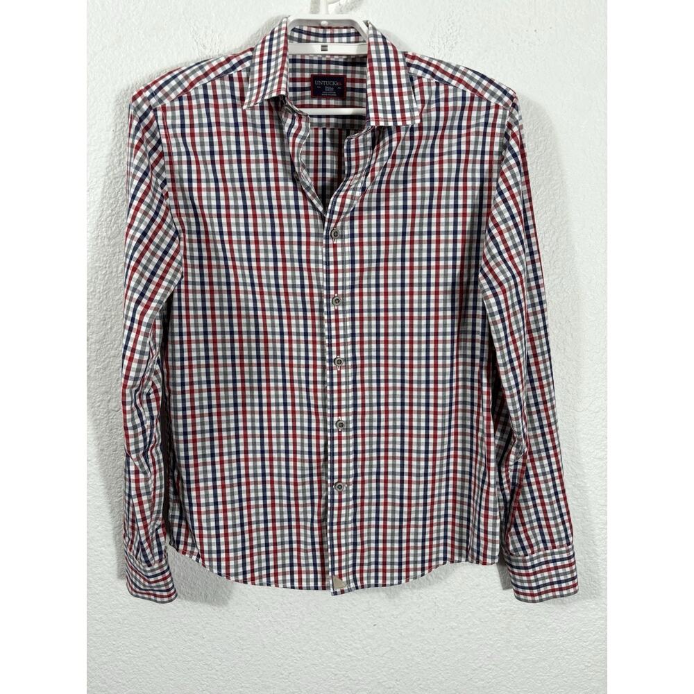 Untuckit‎ Shirt Mens Size S Slim Fit Multicolor Plaid Long Sleeve Button Cotton